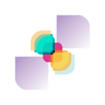 logo depicting an abstract set of squares in neon colors